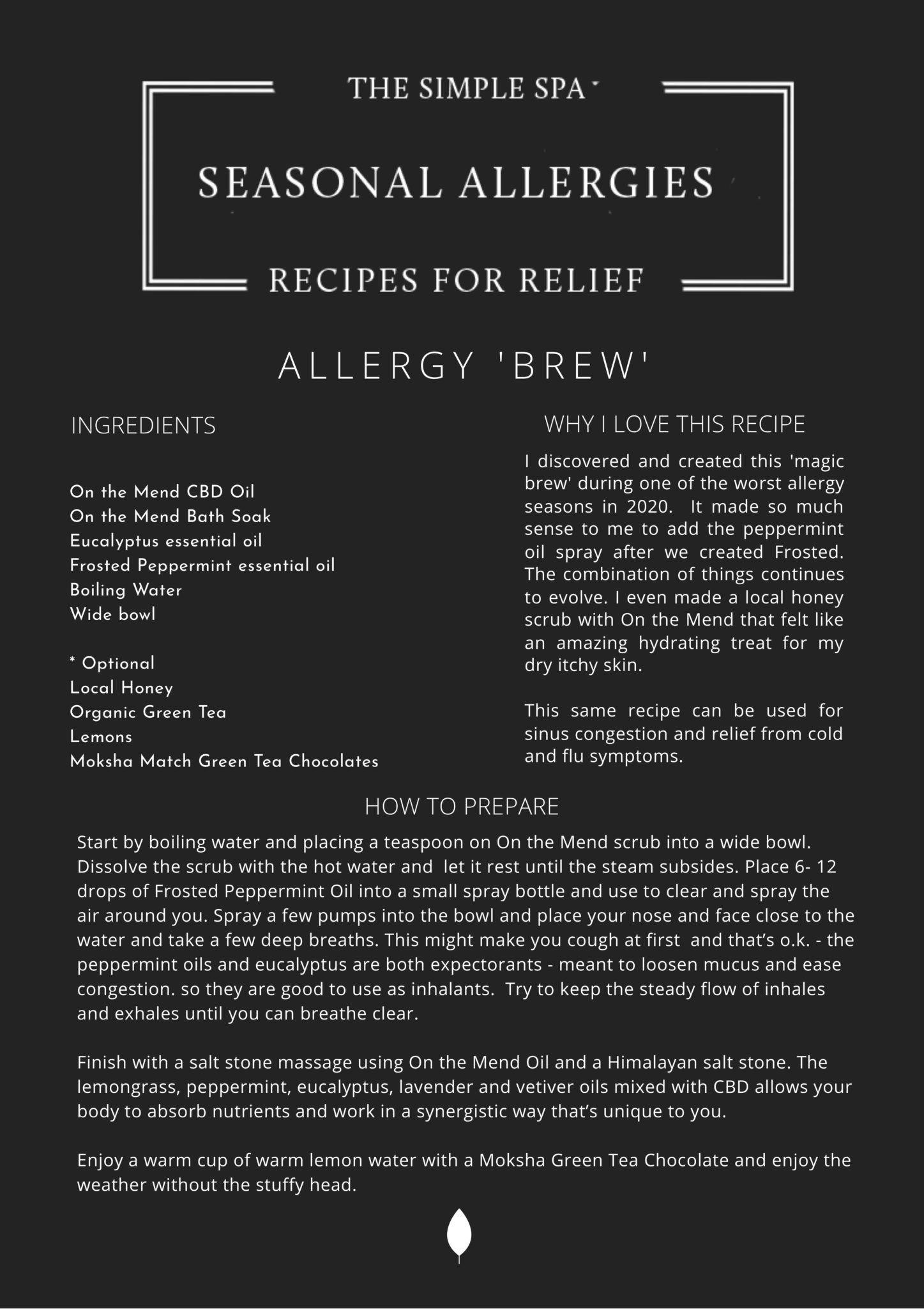 The Simple Spa Allergy Recipe